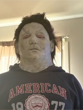 Michael Myers Halloween Mask with Dark Brown Hair